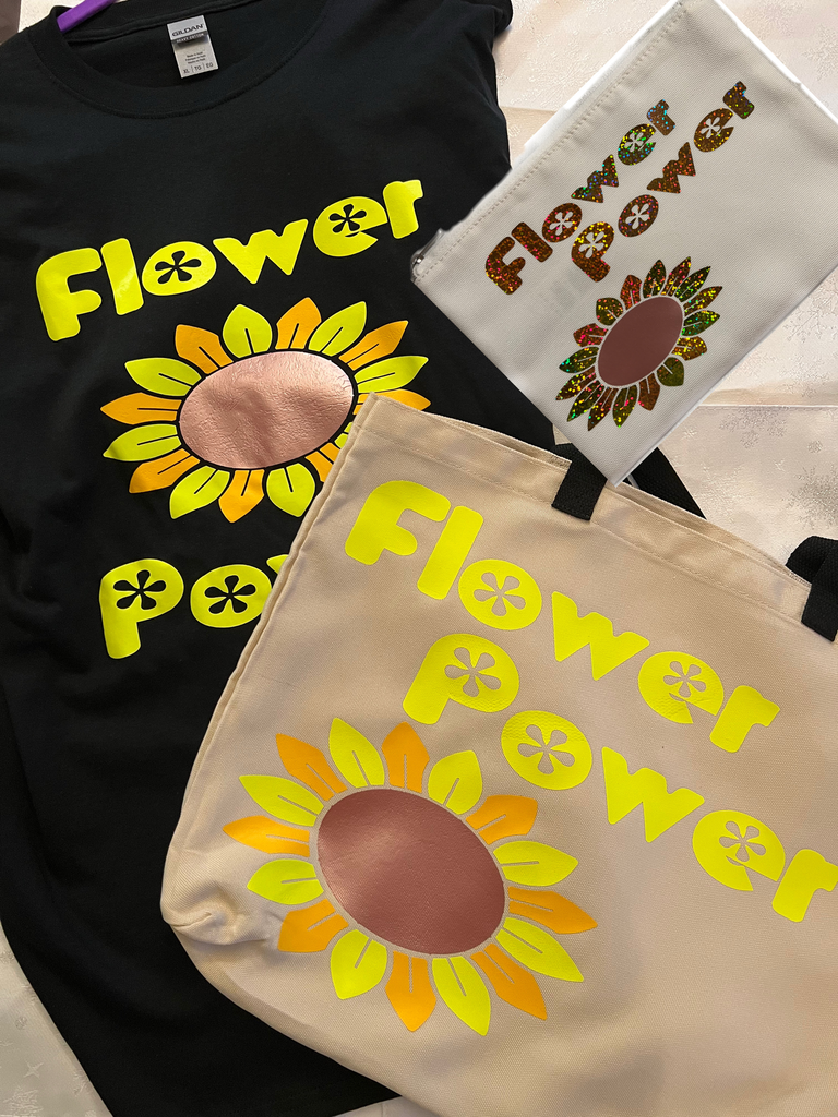 [R-FIN-0037] Sunflower Power Collection | Matching Tee, Tote & Pouch Set